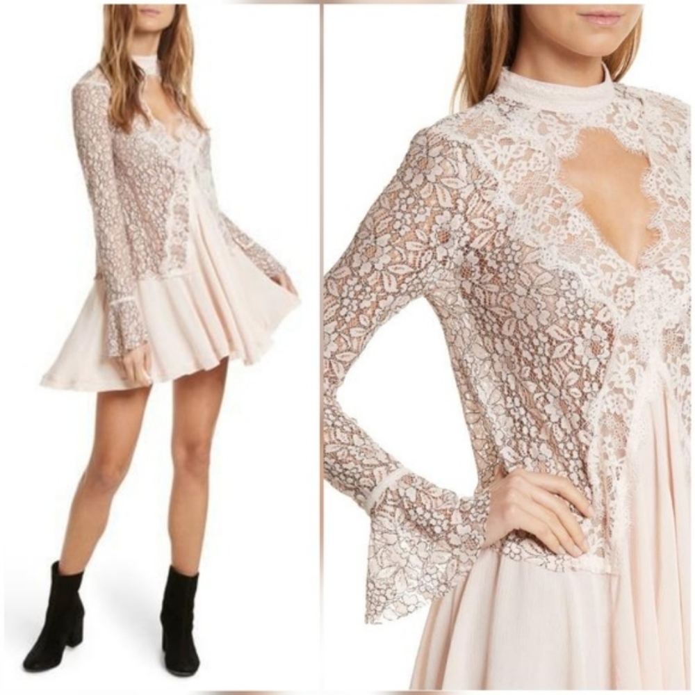 Pink Free People Lace Dress